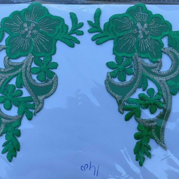 Green Embroidery Patches Craft Clothes Iron On Patches Set of 2 - Picture 9 of 9